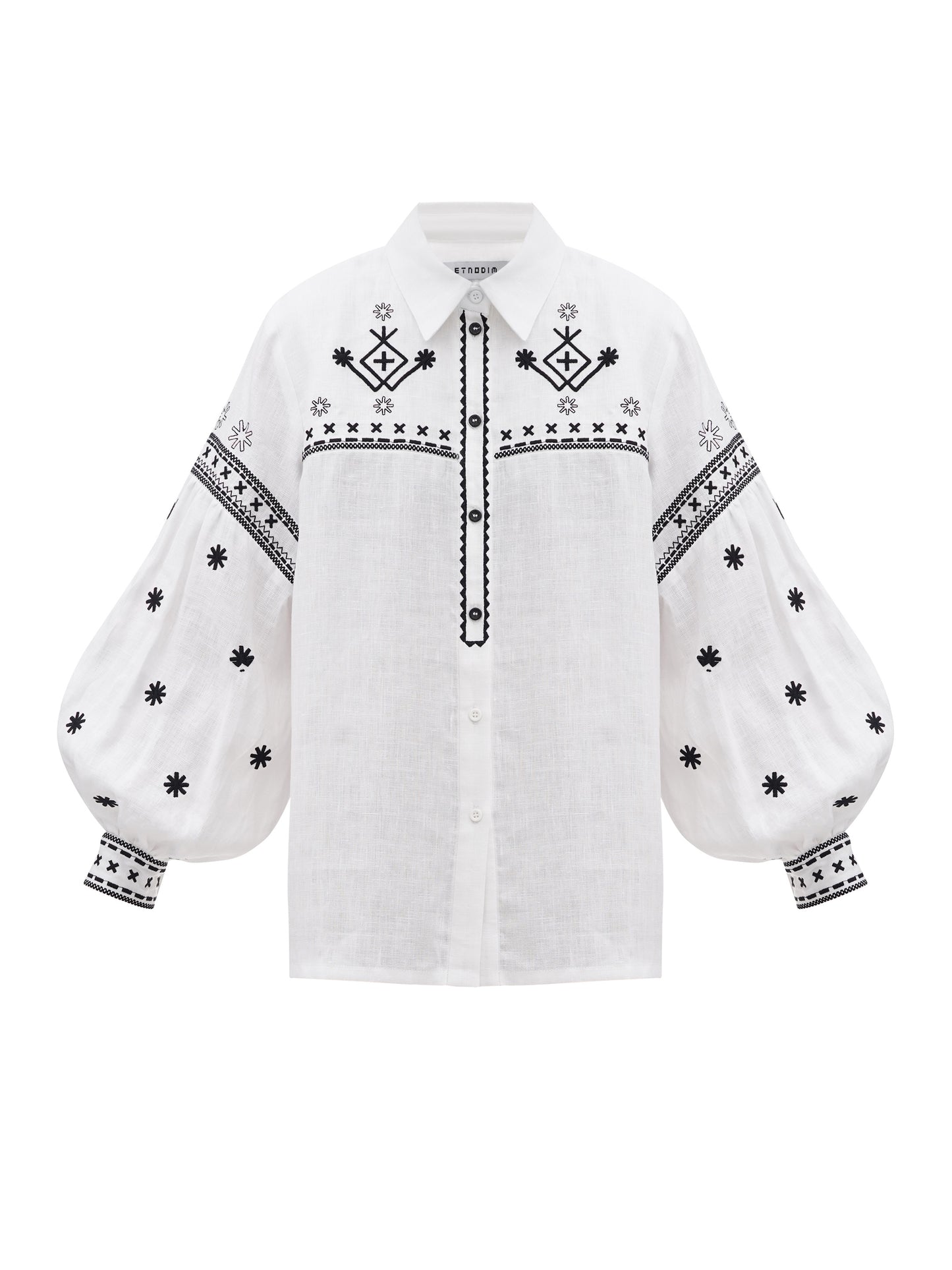 White linen shirt with embroidery Tsvit