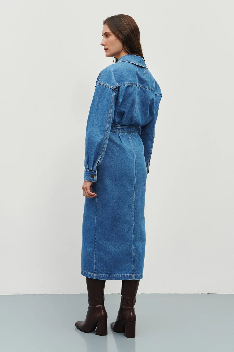 Blue midi denim dress