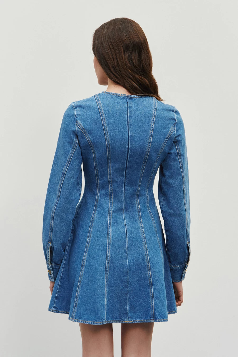 Blue mini X-line denim dress