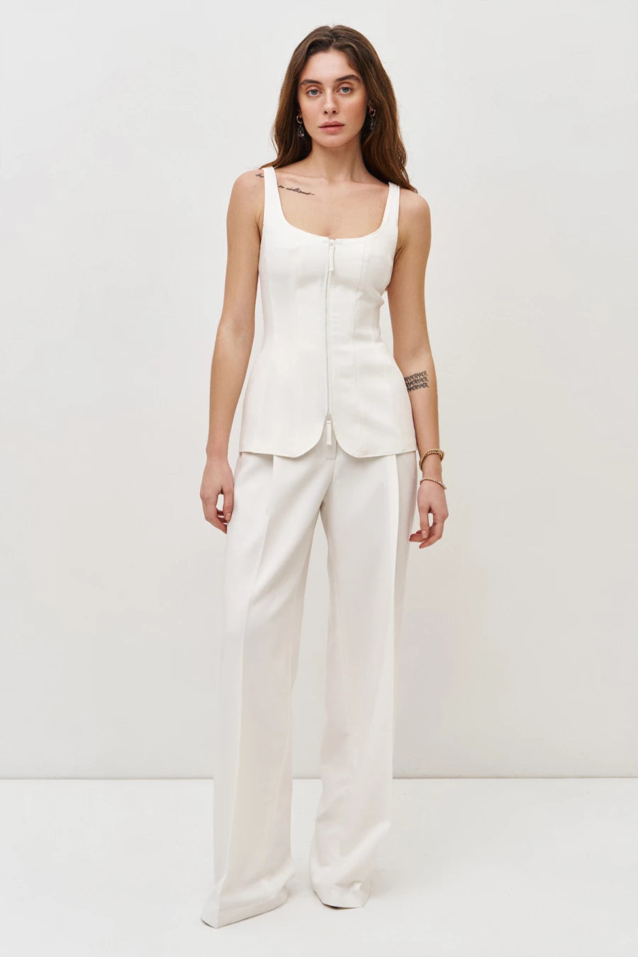 Cream long palazzo pants