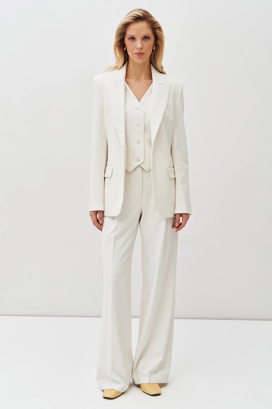 Cream long palazzo pants