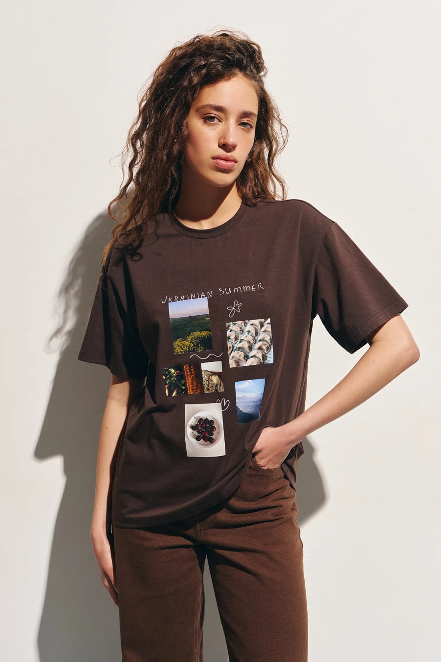 Brown knitted T-shirt "Ukrainian summer"