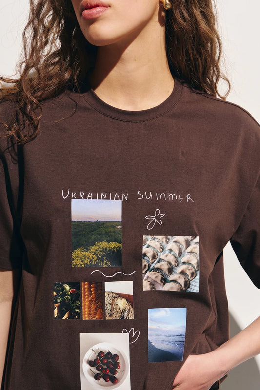 Brown knitted T-shirt "Ukrainian summer"