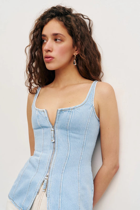Long denim corset top