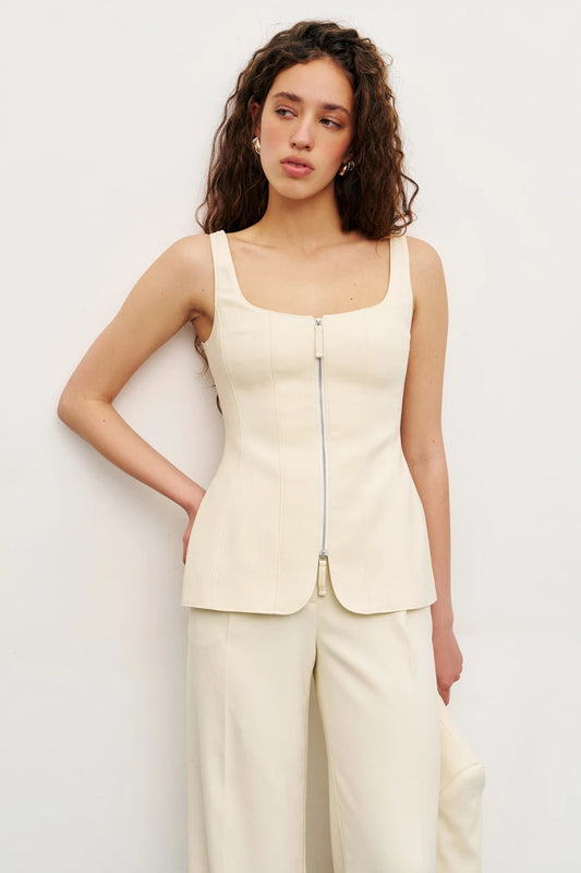 Butter yellow corset top with a zip