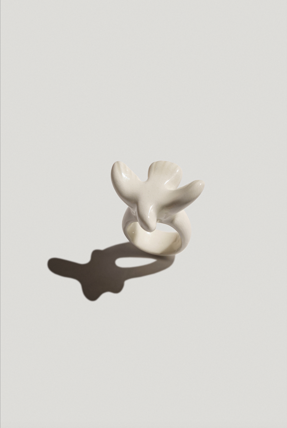 [M Y R N I] porcelain ring with bird