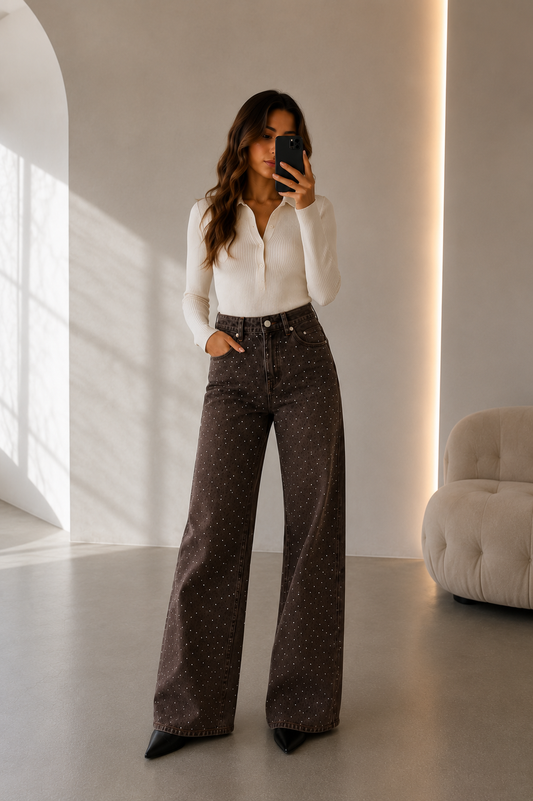 Brown Rhinestone Jeans