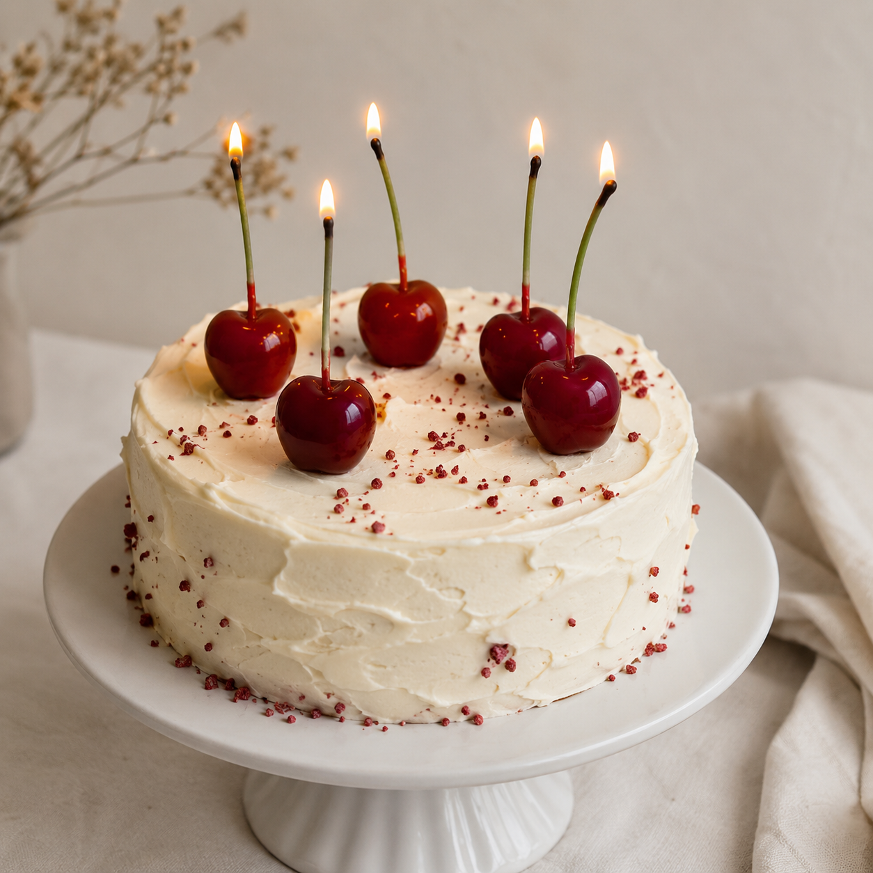 Beeswax Cherry Candles Set