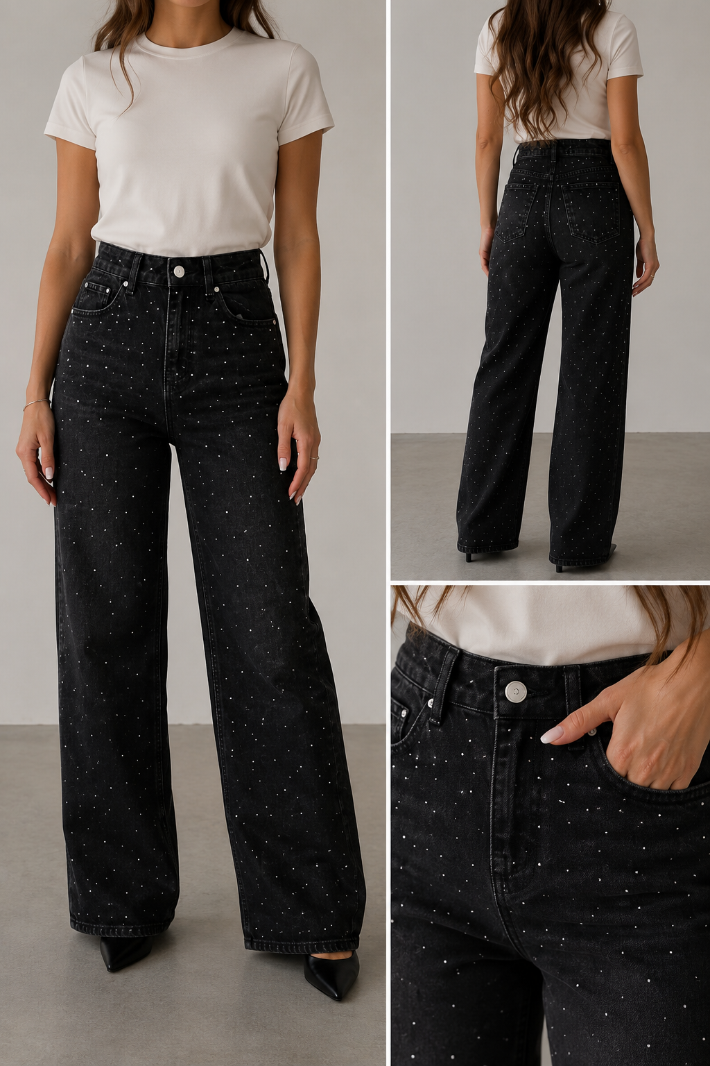 Black Rhinestone Jeans