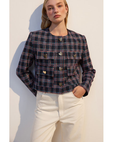 Classic tweed jacket ( dark blue)