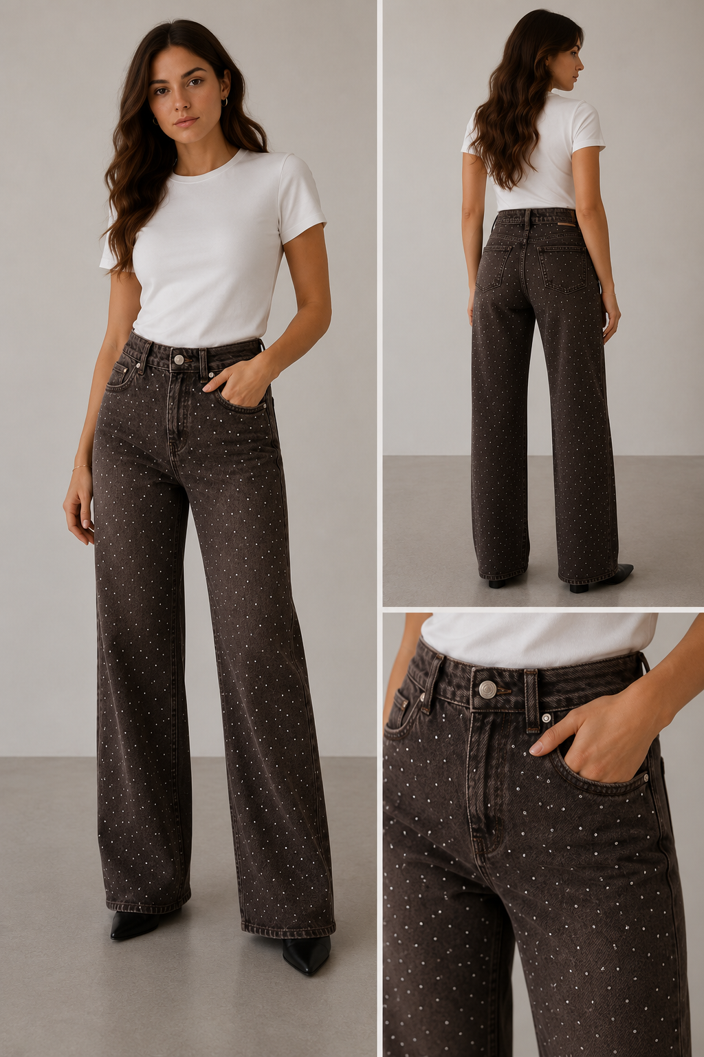 Brown Rhinestone Jeans