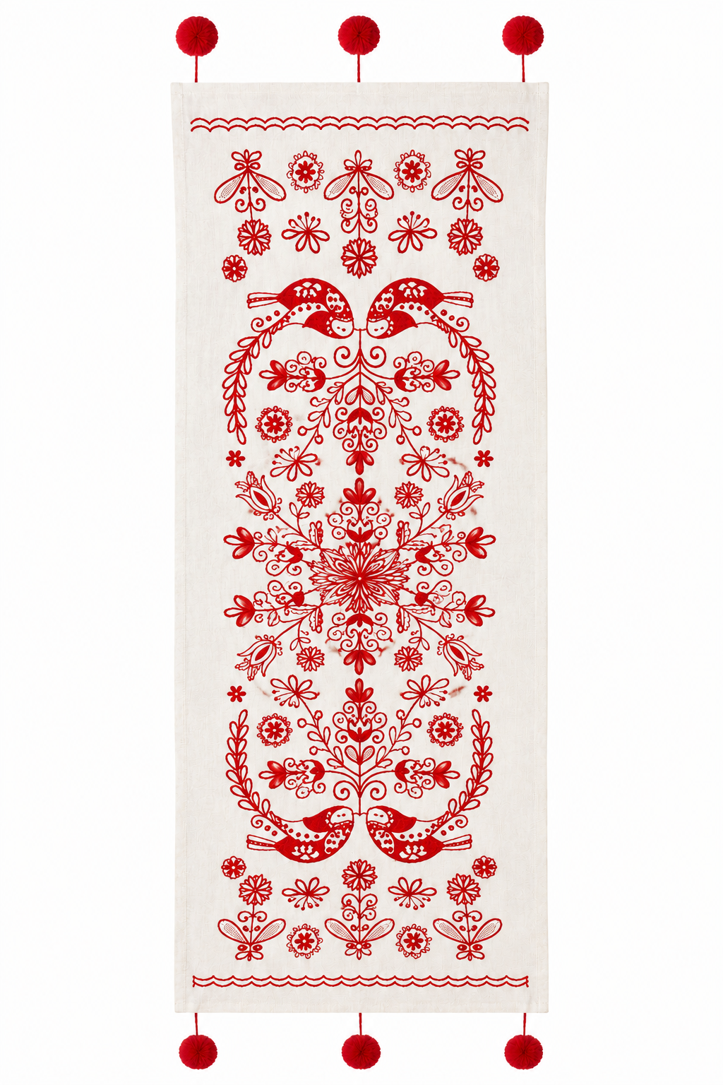 Embroidered Linen Table Runner