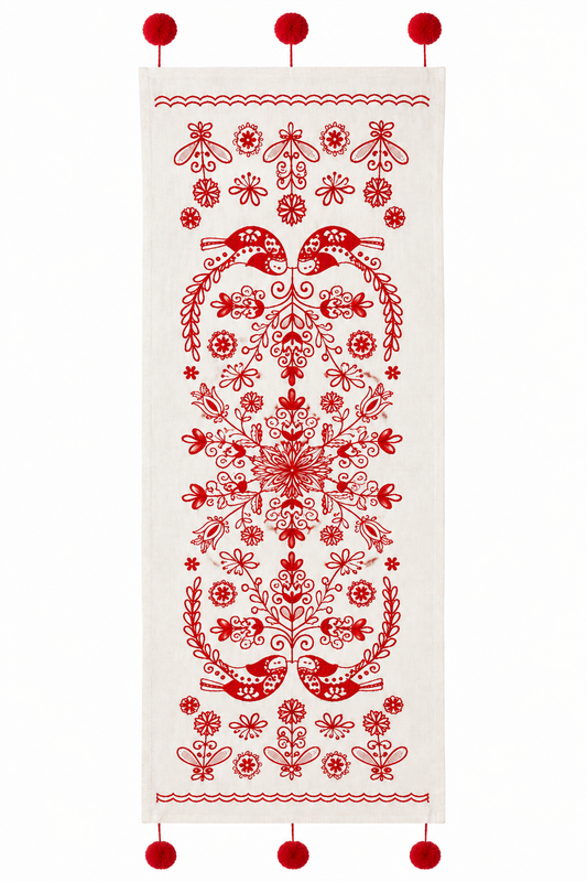 Embroidered Linen Table Runner