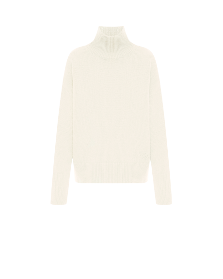 Crew neck sweater with VA branding milk color