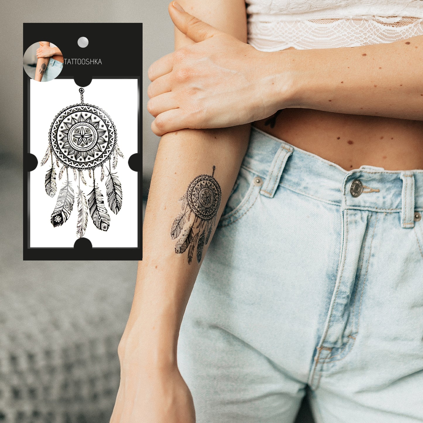 Temporary tattoo Dream catcher with feathers