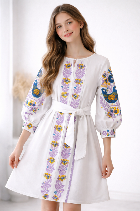 Embroidered dress “Bird” for a girl