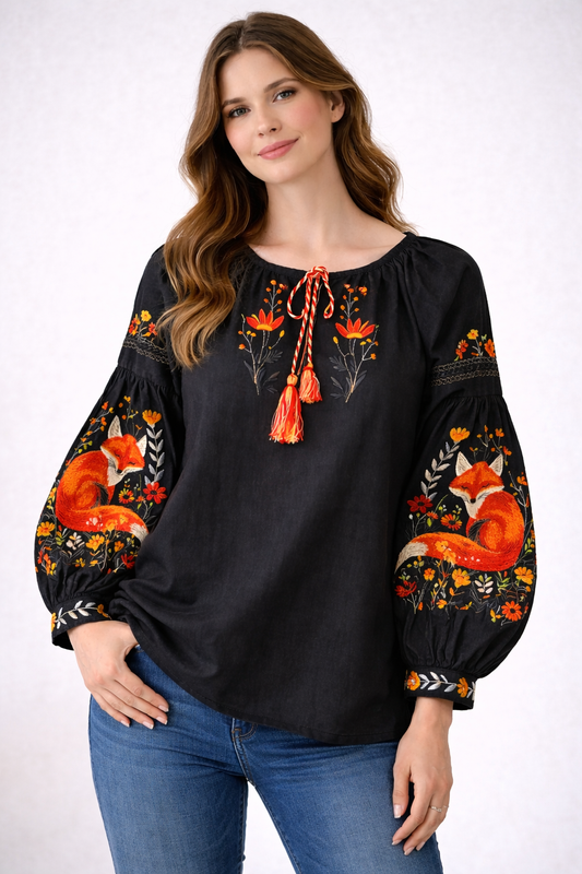 Embroidered shirt “Fox” for women