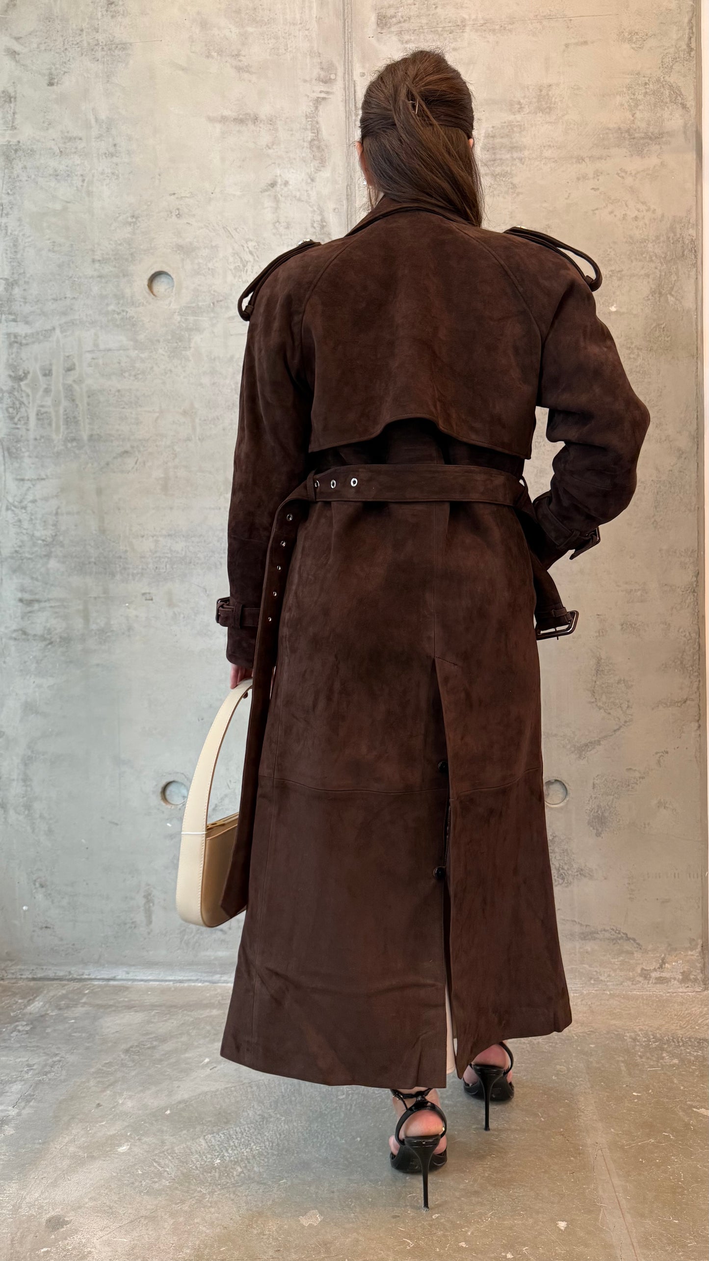 Long Suede Leather Coat