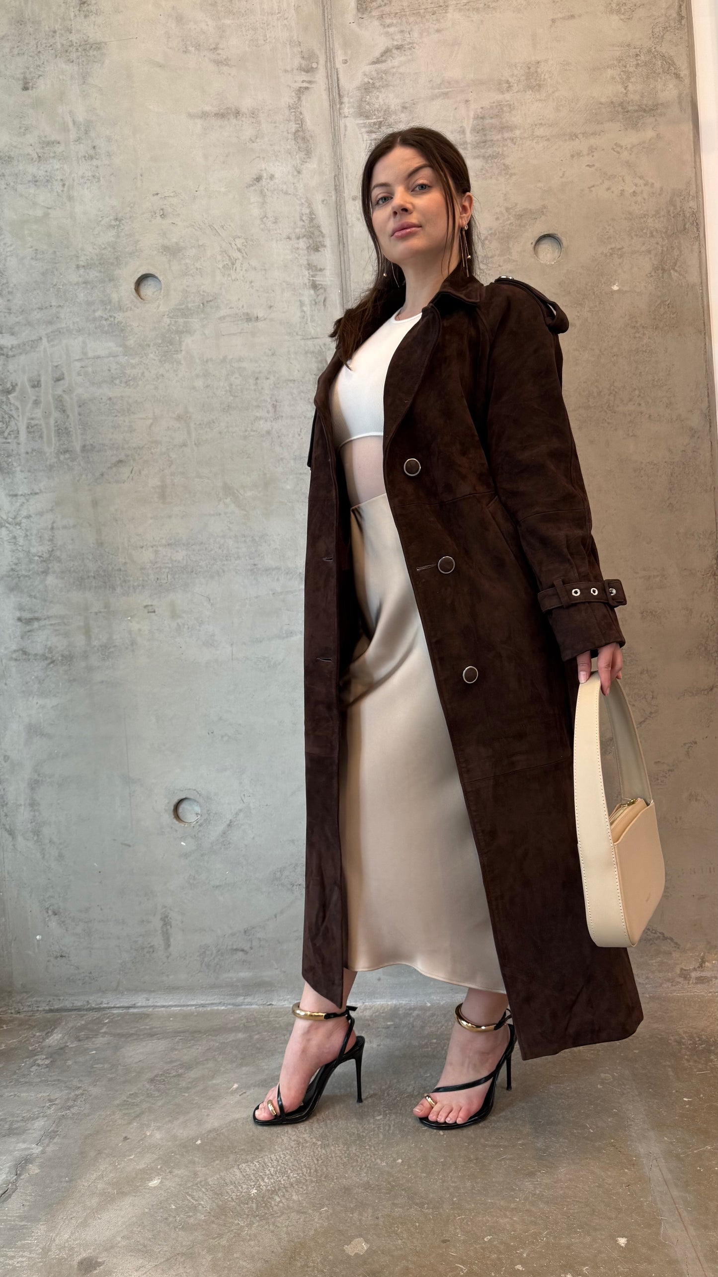 Long Suede Leather Coat
