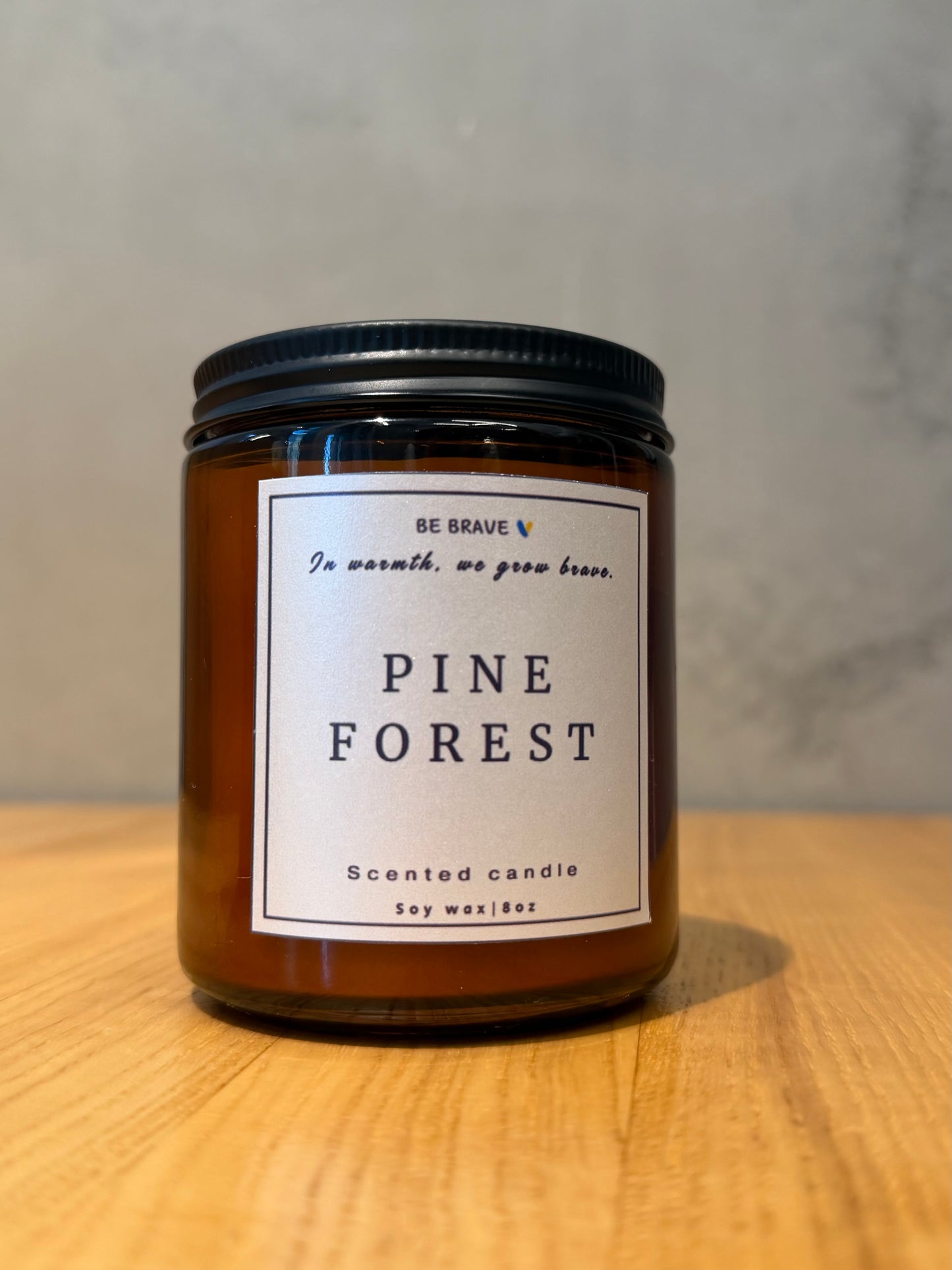 Scented Candle  “Pine Forest” with a lid.