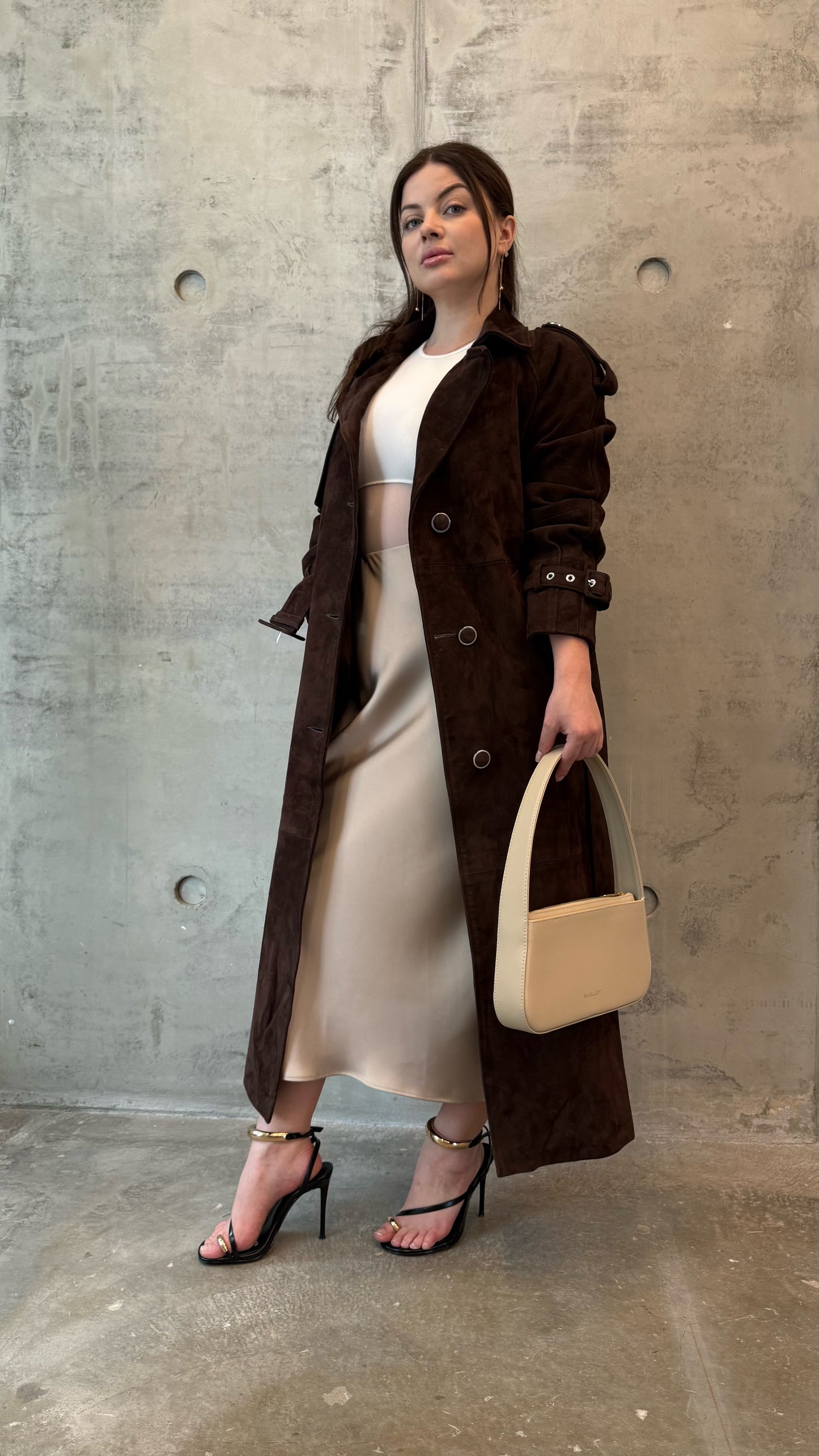 Long Suede Leather Coat