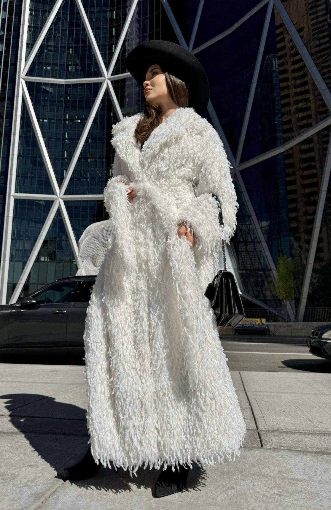 Feather Coat “Angel” – Black and White (Faux Fur)