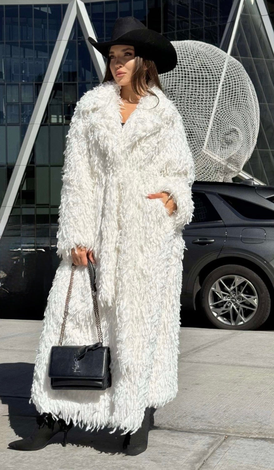 Feather Coat “Angel” – Black and White (Faux Fur)