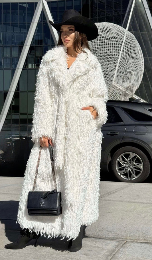 Feather Coat “Angel” – Black and White (Faux Fur)