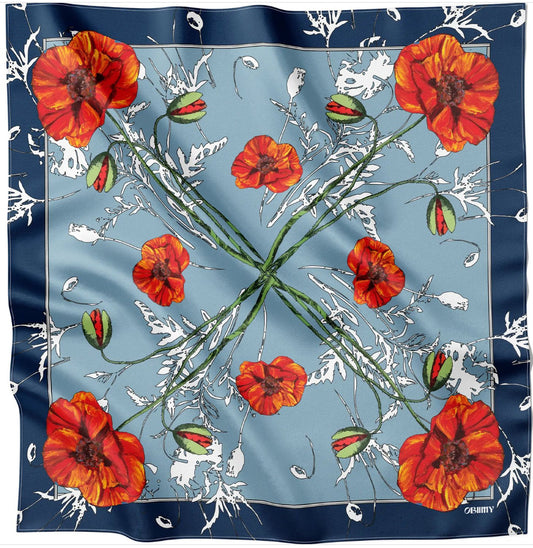 Premium silk scarf “Poppy Blossom”