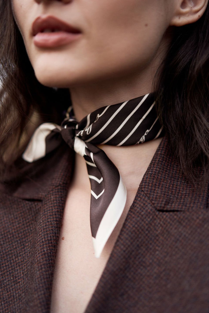 Premium silk scarf "Morning Coffee"