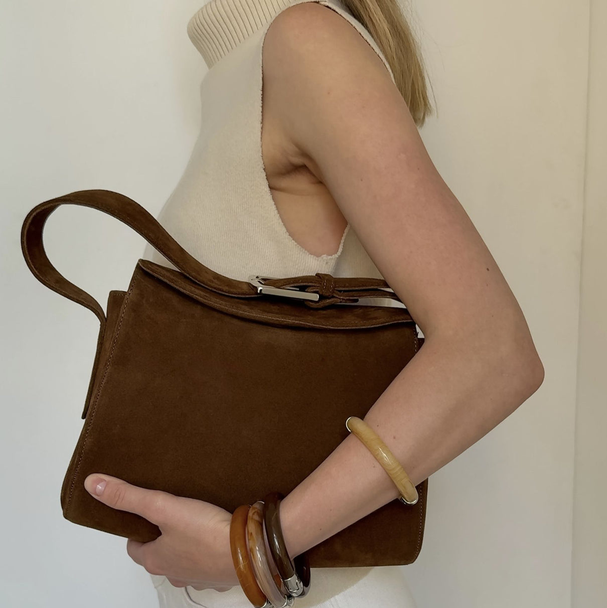 Suede Baguette mini Bag (bruciatto)