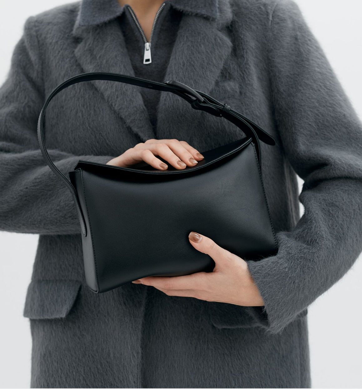 Leather Baguette mini Bag (black)