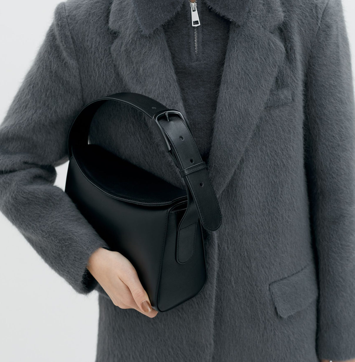 Leather Baguette mini Bag (black)