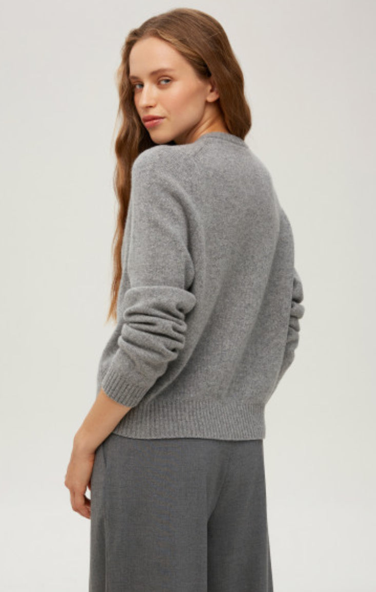 Cropped merino cardigan (Gray)