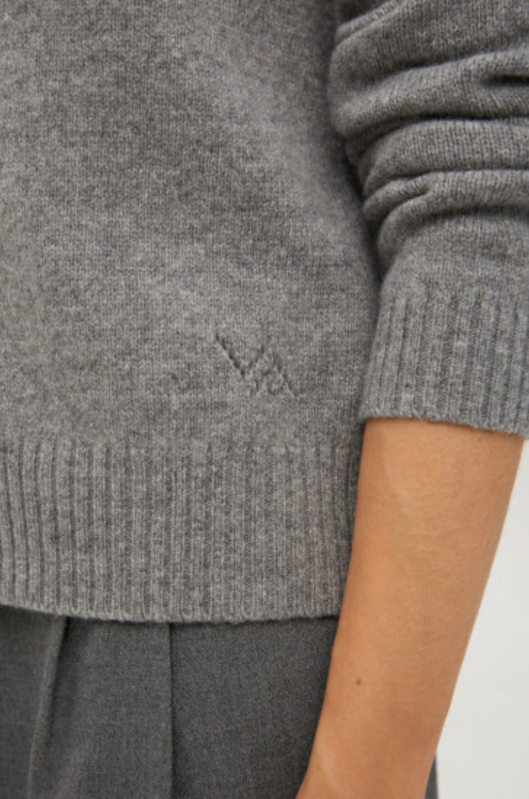 Cropped merino cardigan (Gray)