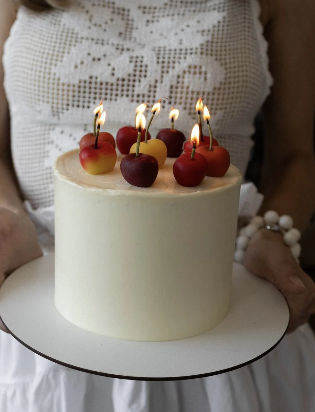 CHERRY set of 10 beeswax candles (Mix color)