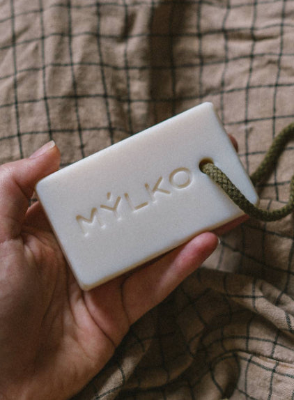 MÝLKO soap on a rope (GRAPEFRUIT & MINT, white)