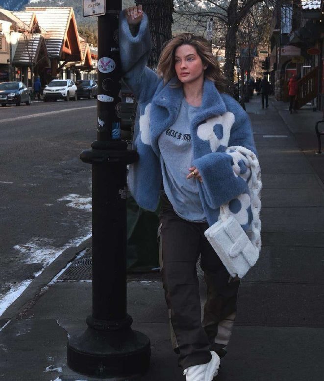 Bright eco coat with floral print