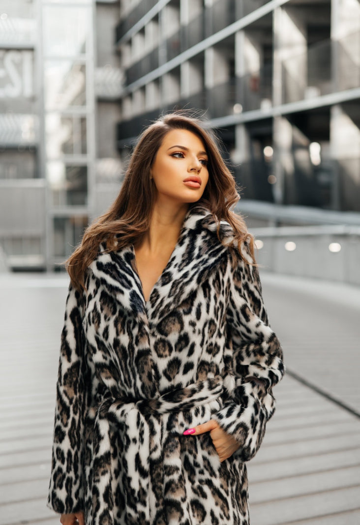 Faux fur with animal print