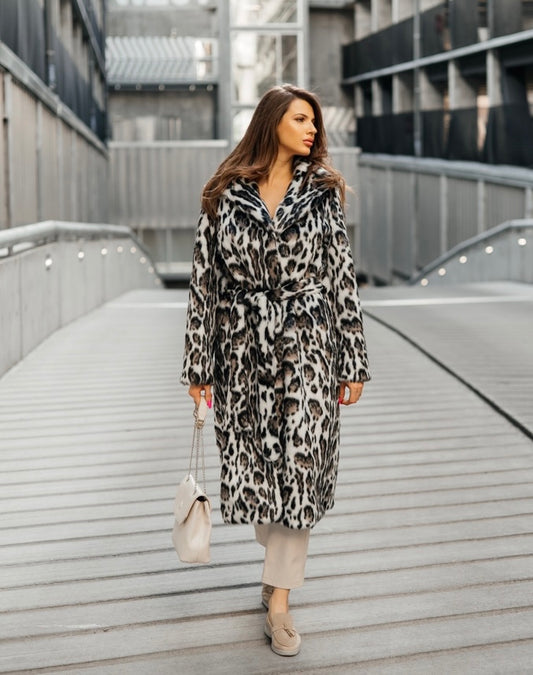 Faux fur with animal print
