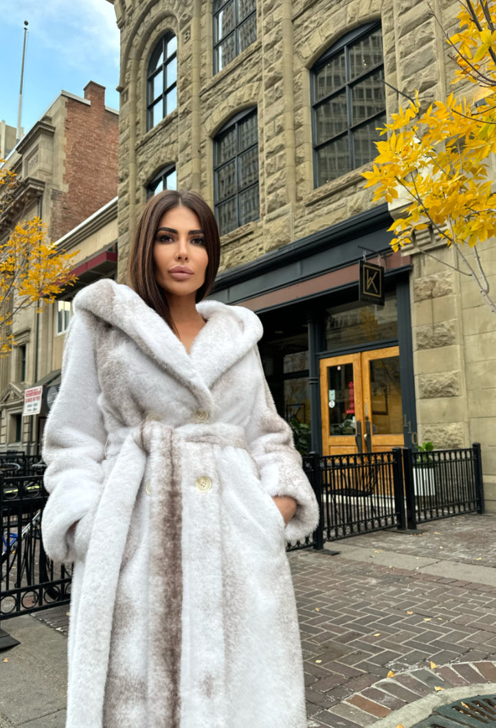 Incredibly warm hooded fur coat