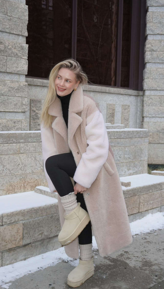 Very warm vegan fur-coat made of 100% natural wool