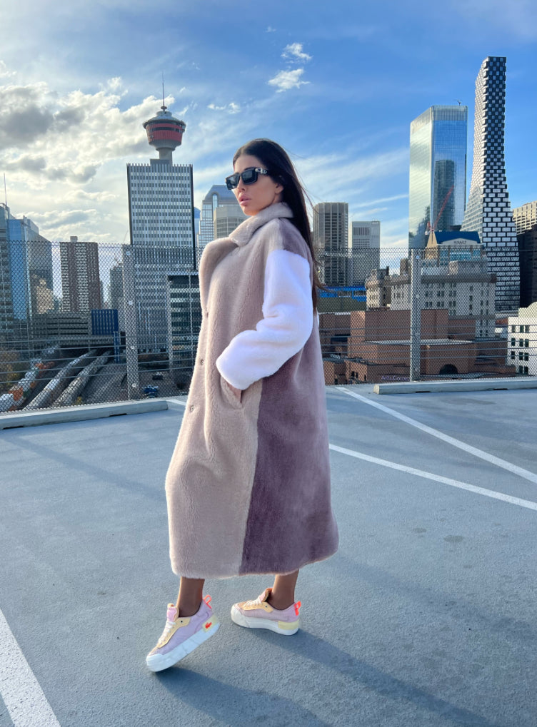 Very warm vegan fur-coat made of 100% natural wool