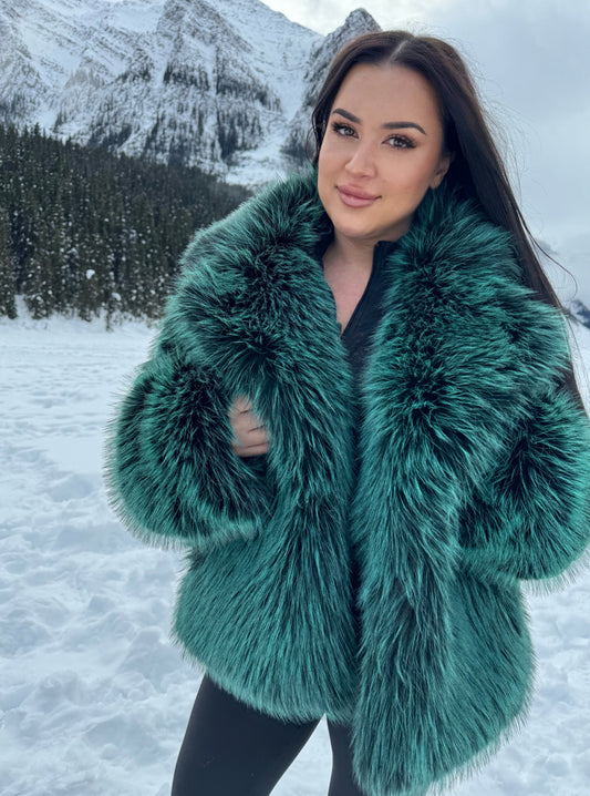 Silver Fox Faux Fur | Green