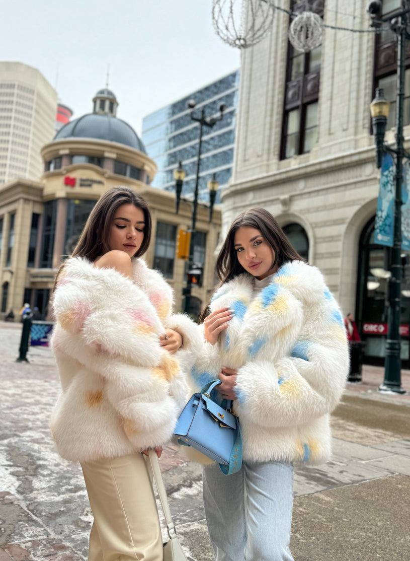 Color eco Fur | Orange- Pink