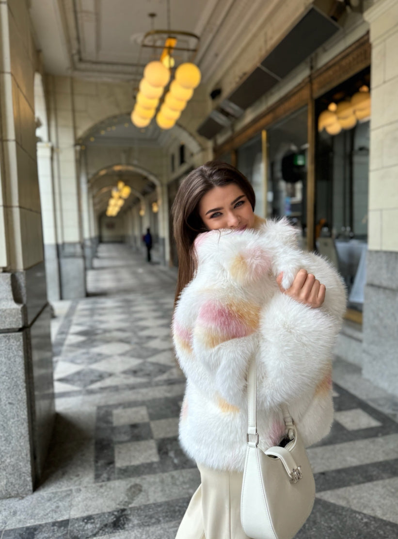 Color eco Fur | Orange- Pink