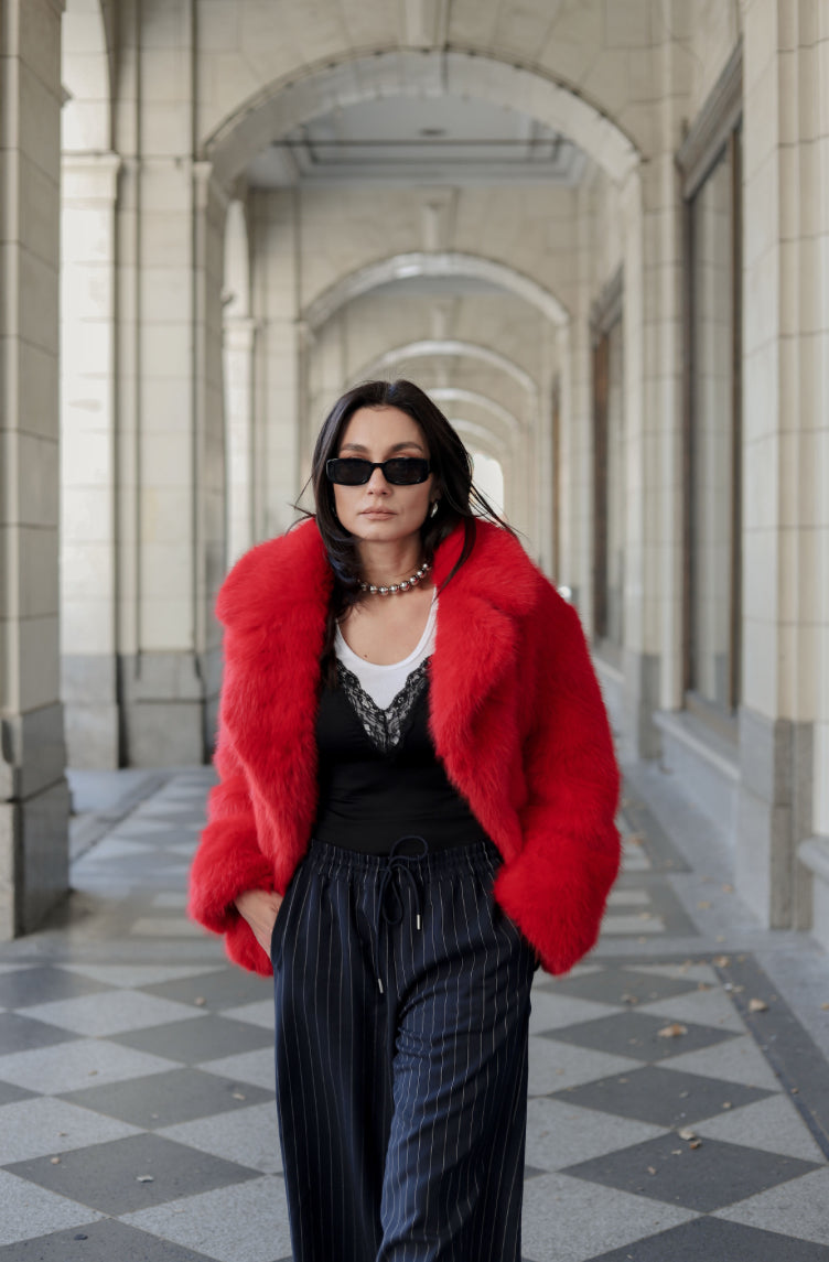 Red Faux Fur Coat