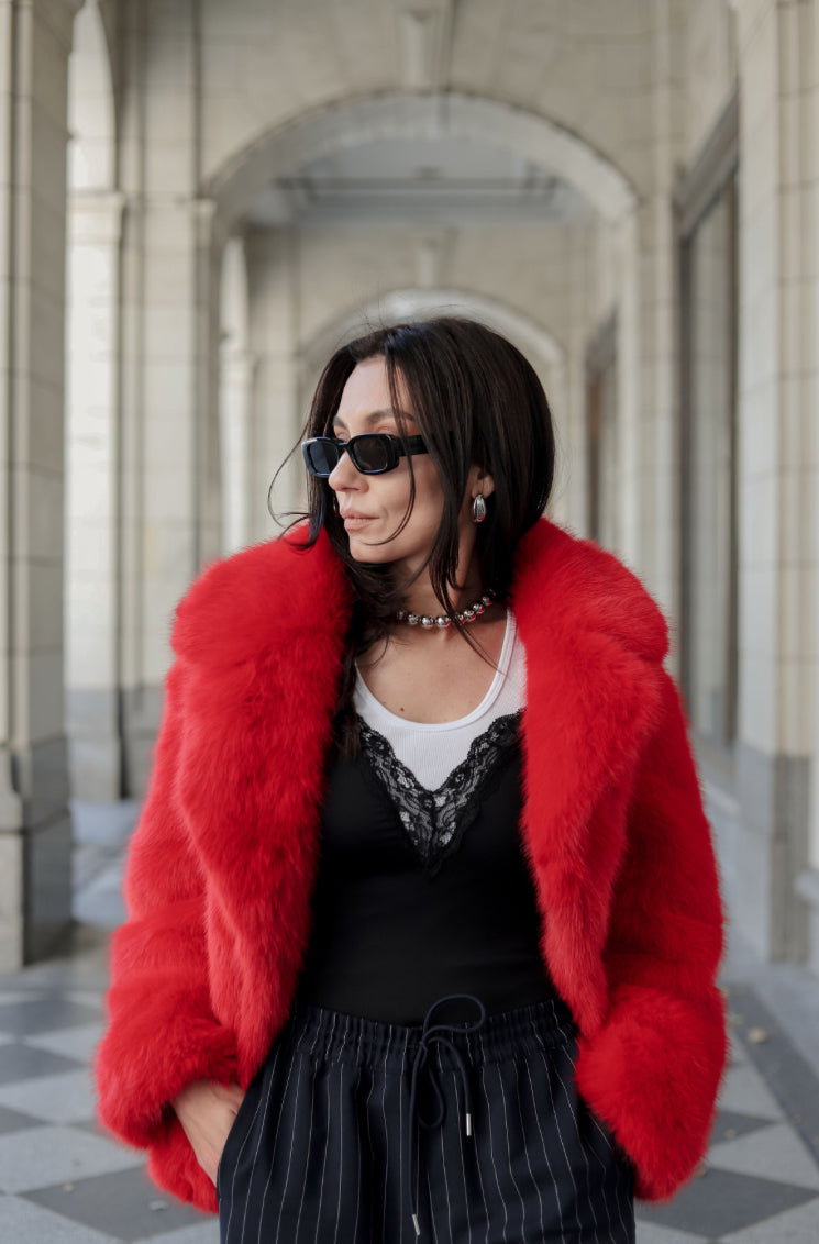Red Faux Fur Coat