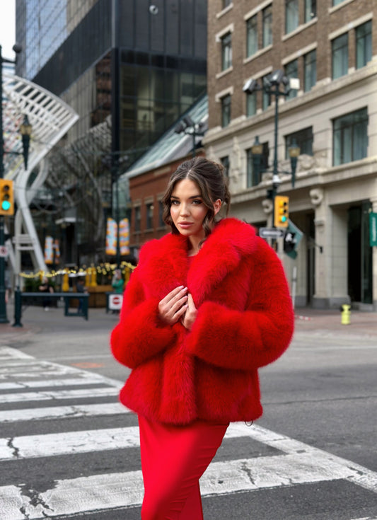 Red Faux Fur Coat