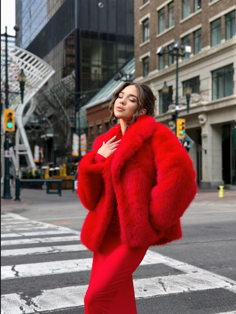Red Faux Fur Coat